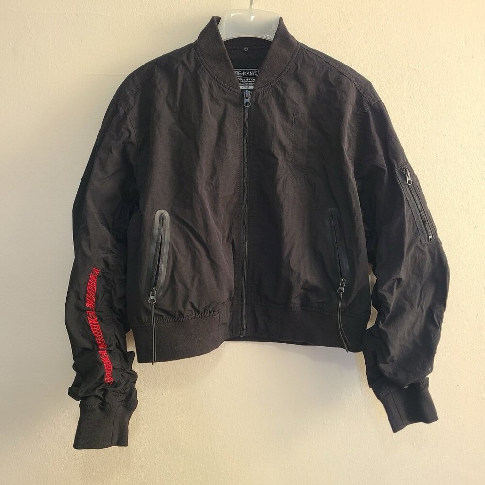 MISHKA Men’s Keep Watch Bomber Jacket Black Size M